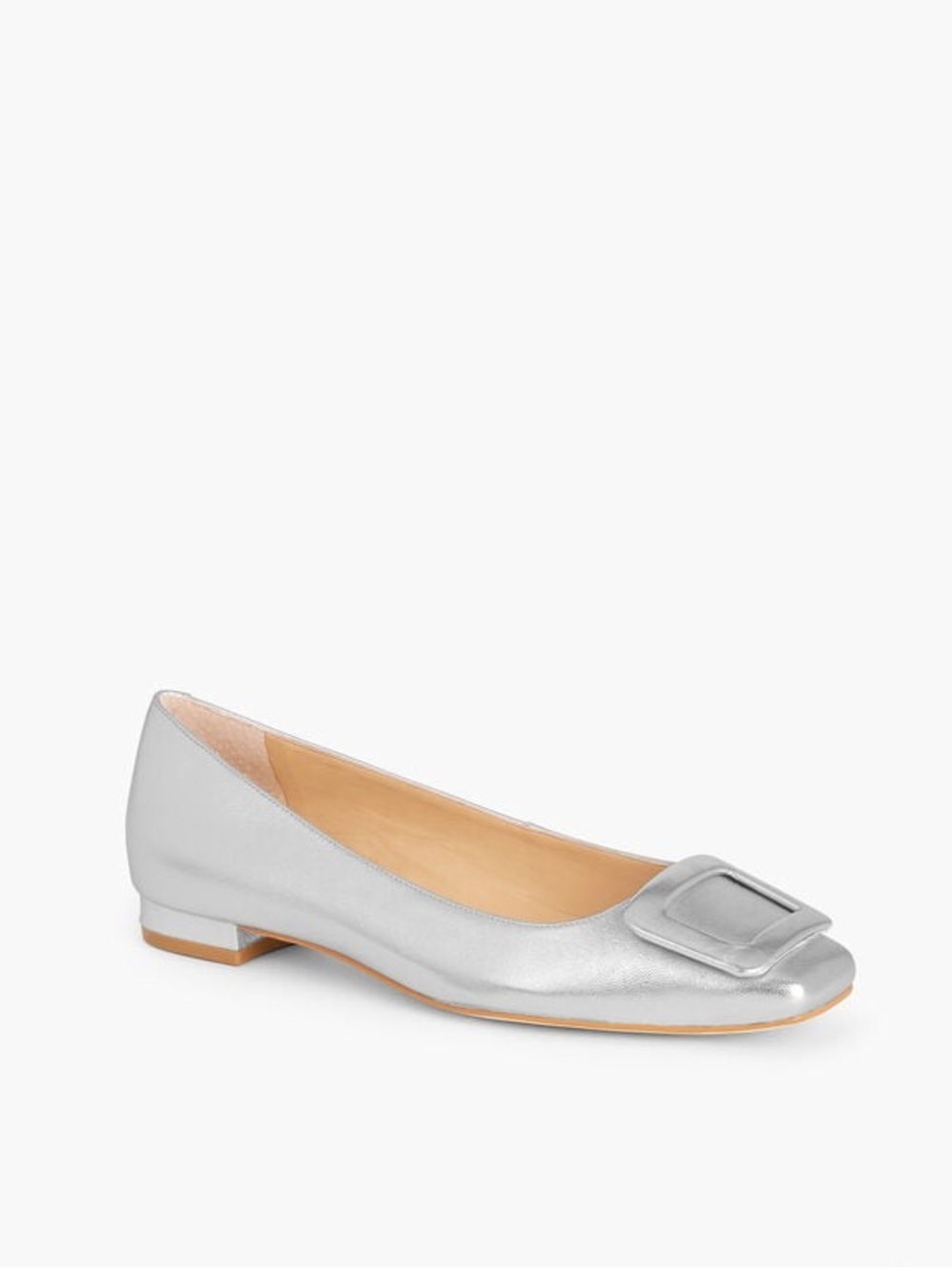 Talbots SUTTON BUCKLE LEATHER FLATS - METALLIC size 10.5